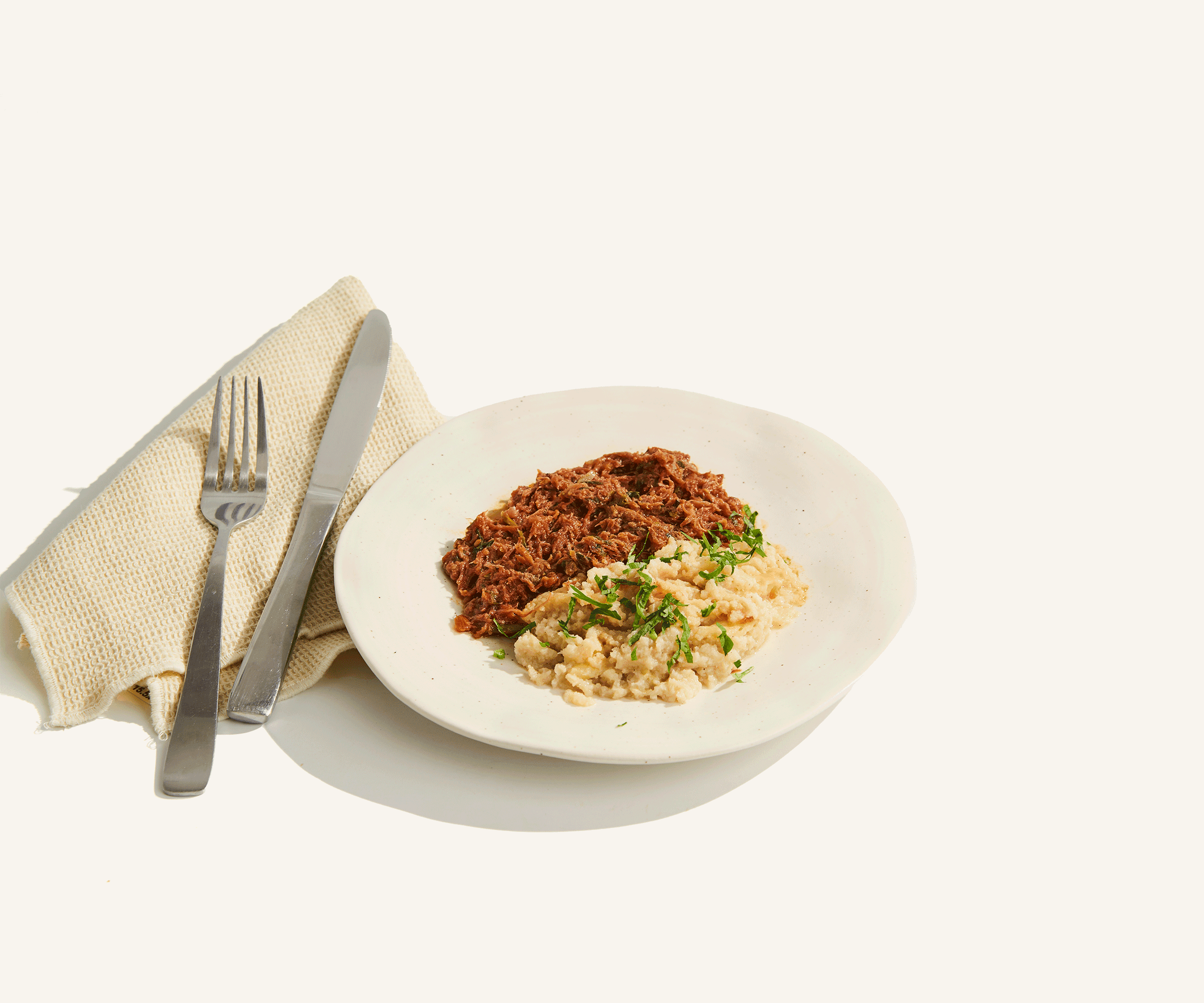 Ragú de costela e purê de couve-flor low carb 260g